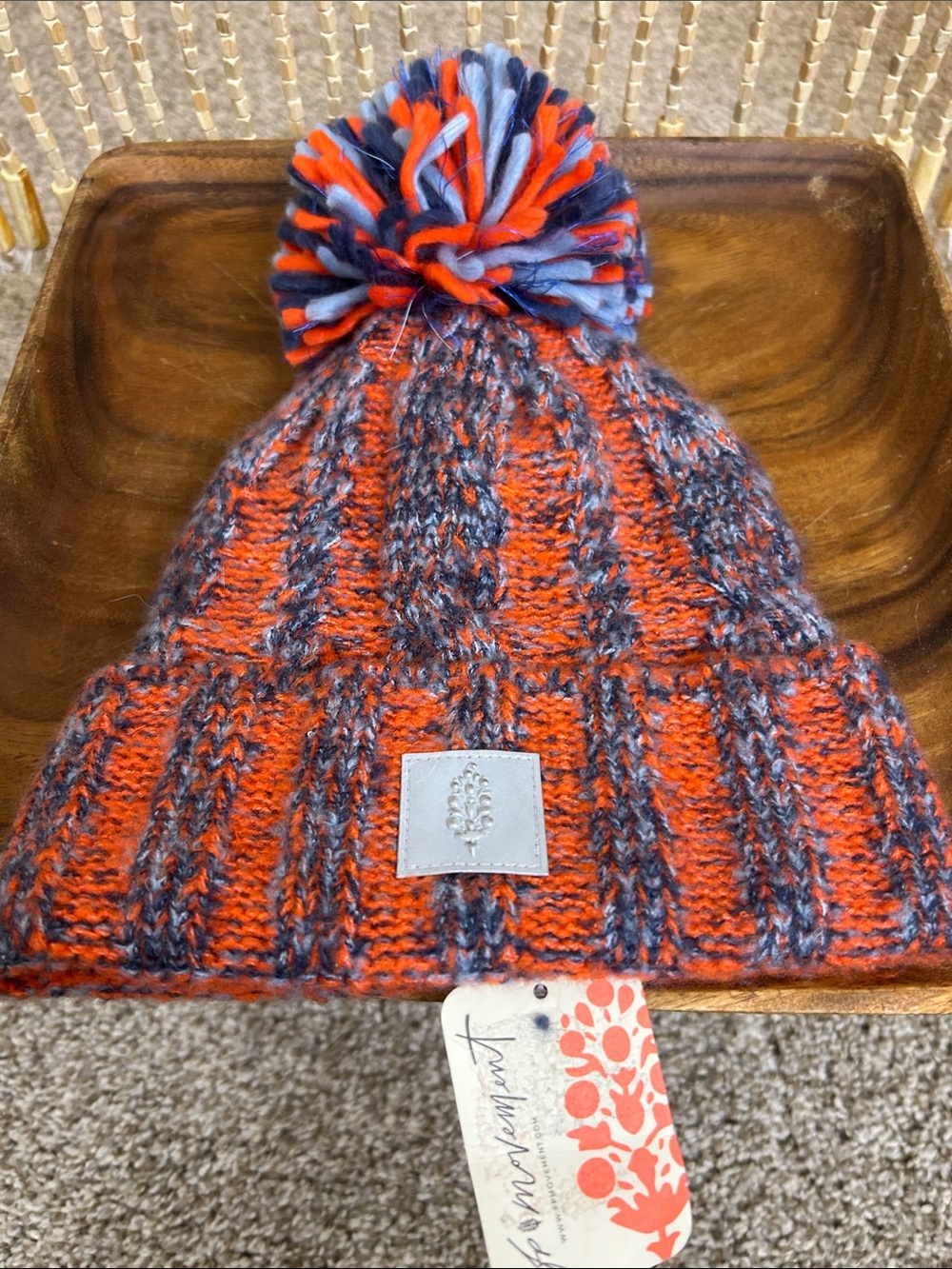 FP Movement by Free People Orange & Blue Pom Beanie - Picture 11 of 11